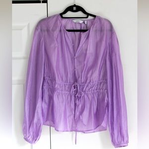 & Other Stories drawstring waist blouson sleeve blouse
